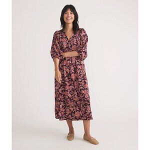 Marine Layer Lola Warm Floral Puff Sleeve Midi Dress Small